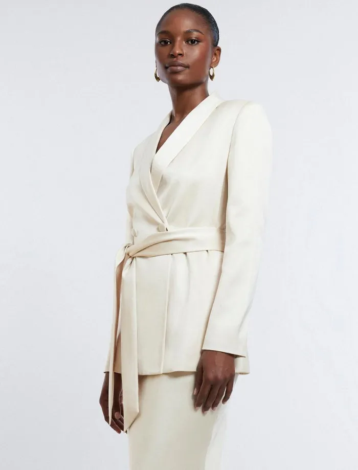 Women Harrison Satin Blazer Champagne BCBG Jackets and Blazers Women Harrison Satin Blazer Champagne BCBG Jackets and Blazers