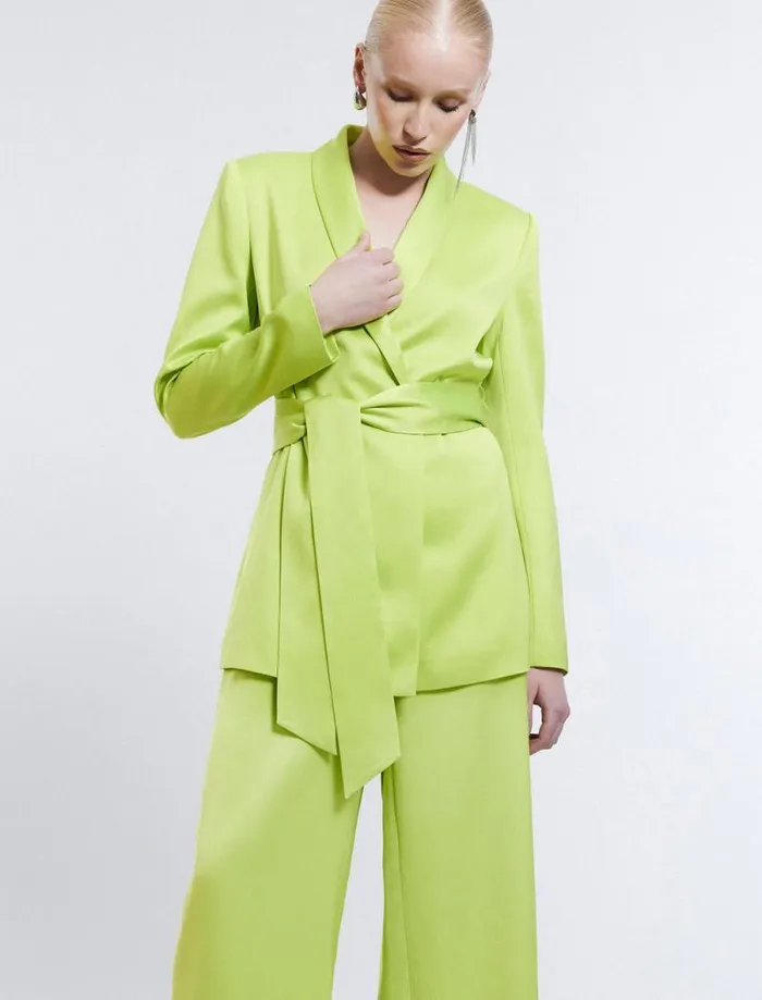 Women Harrison Satin Blazer Lime Punch BCBG Suiting Women Harrison Satin Blazer Lime Punch BCBG Suiting