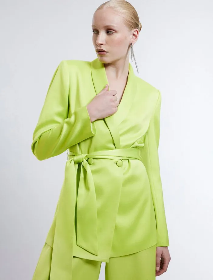 Women Harrison Satin Blazer Lime Punch BCBG Suiting Women Harrison Satin Blazer Lime Punch BCBG Suiting