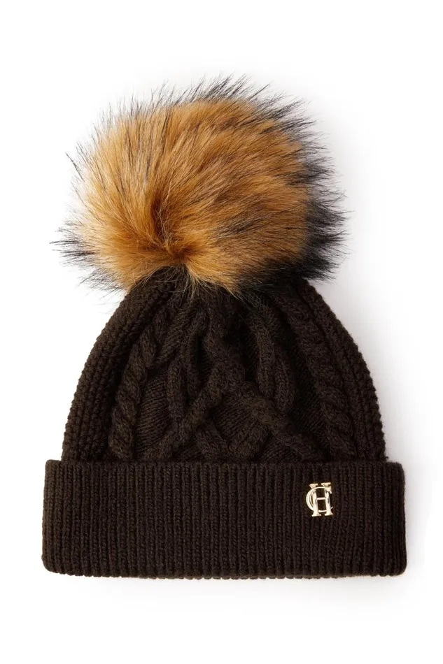 Women Hats and Headbands Holland Cooper Cortina Bobble Hat Chocolate