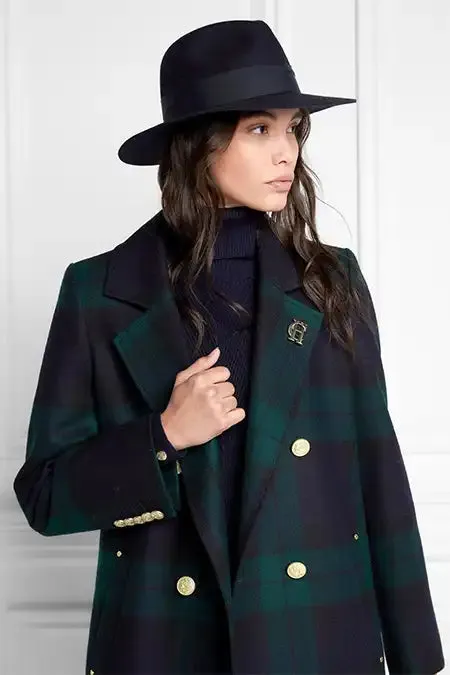 Women Hats and Headbands Holland Cooper Trilby Hat Spot Feather Ink Navy Women Hats and Headbands Holland Cooper Trilby Hat Spot Feather Ink Navy