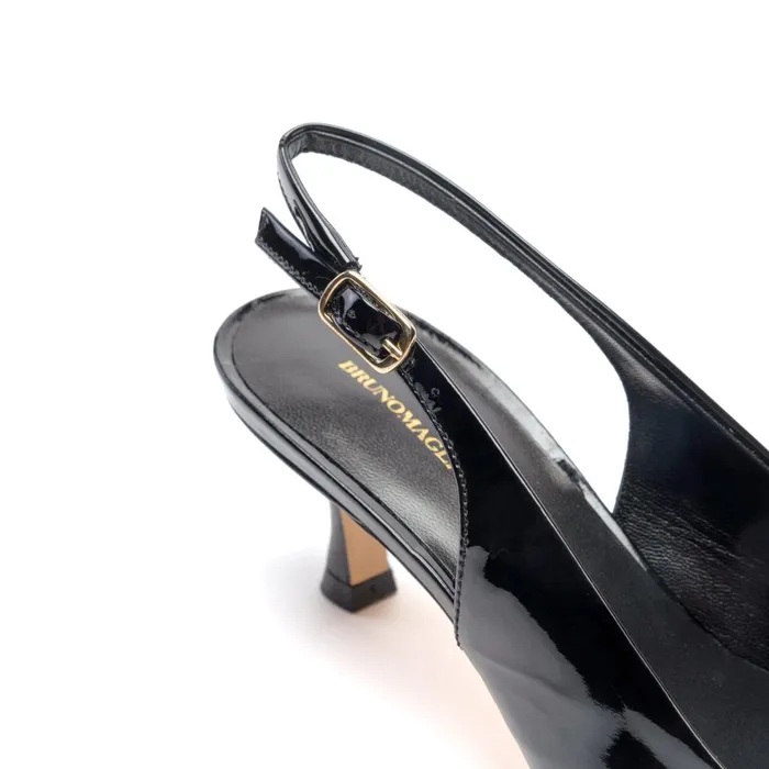 Women Heels Bruno Magli Palerma Slingback Pump Black Patent
