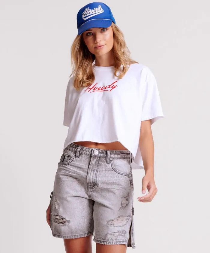 Women HOWDY BOXY CROP TEE One Teaspoon Tees and Tanks