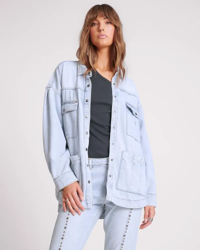 Women HUSTLER LONGLINE DENIM JACKET One Teaspoon Denim Jackets