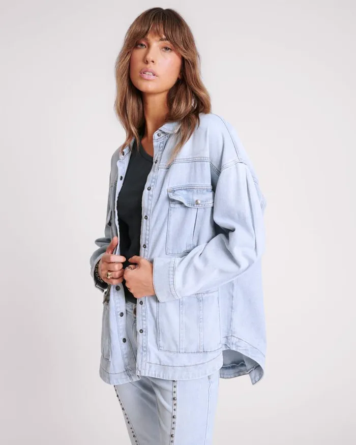 Women HUSTLER LONGLINE DENIM JACKET One Teaspoon Denim Jackets Women HUSTLER LONGLINE DENIM JACKET One Teaspoon Denim Jackets