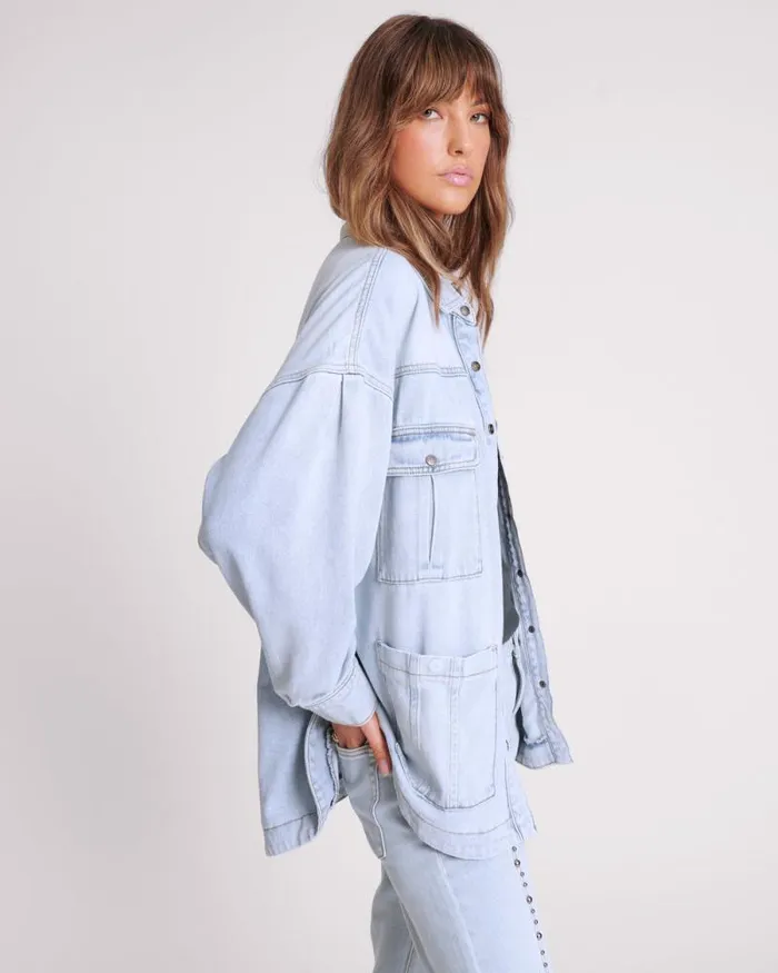Women HUSTLER LONGLINE DENIM JACKET One Teaspoon Denim Jackets Women HUSTLER LONGLINE DENIM JACKET One Teaspoon Denim Jackets