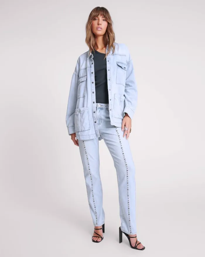 Women HUSTLER LONGLINE DENIM JACKET One Teaspoon Denim Jackets Women HUSTLER LONGLINE DENIM JACKET One Teaspoon Denim Jackets