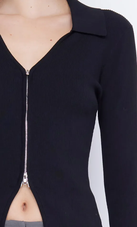 Women IMRIE ZIP KNIT CARDIGAN 8211 BLACK Bec Bridge Cropped