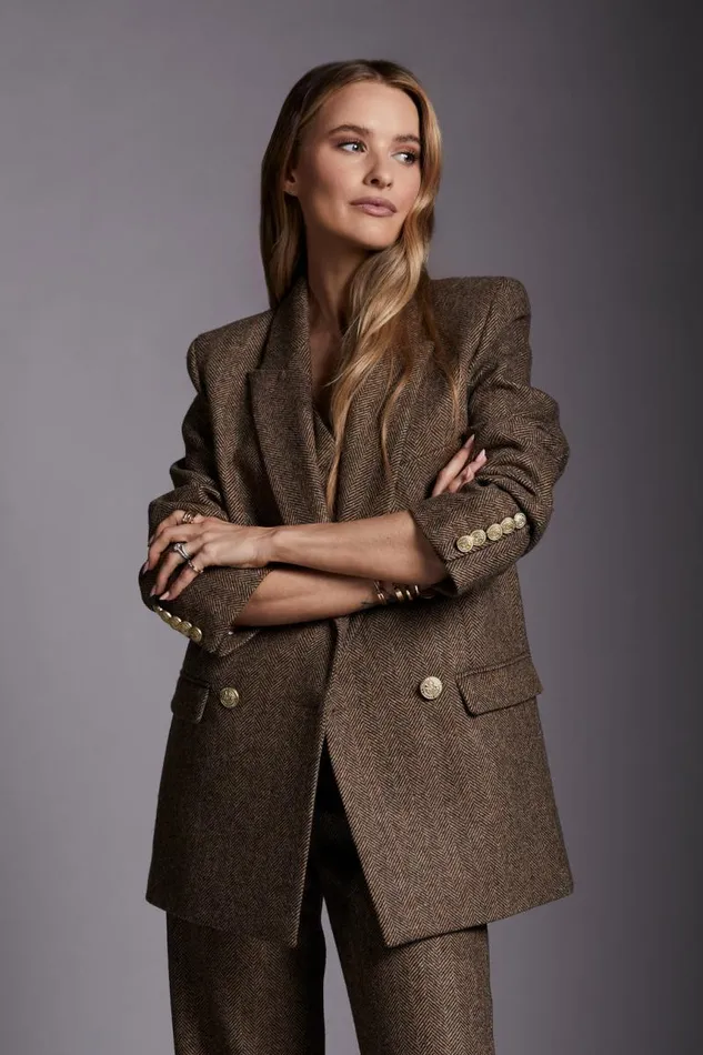Women In Stock Tailoring Holland Cooper Belgravia Blazer Large Scale Brown Herringbone