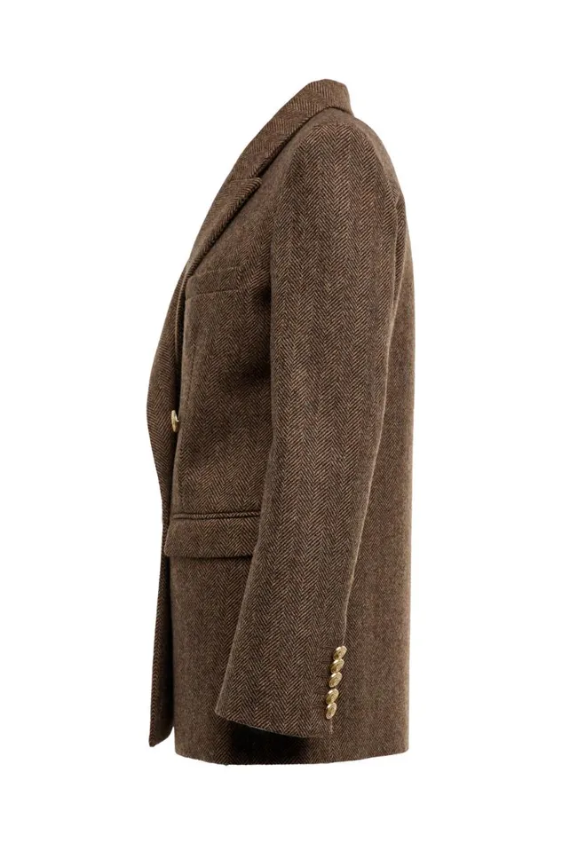 Women In Stock Tailoring Holland Cooper Belgravia Blazer Large Scale Brown Herringbone