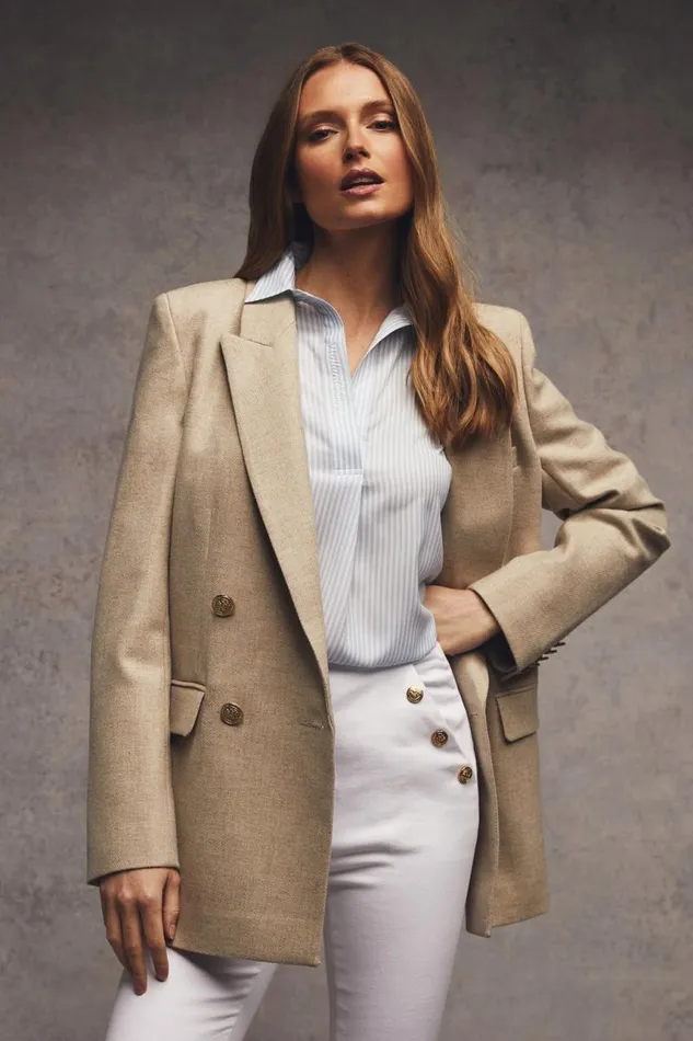 Women In Stock Tailoring Holland Cooper Belgravia Blazer Oatmeal
