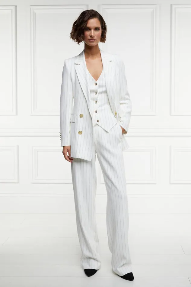 Women In Stock Tailoring Holland Cooper High Waisted Straight Trouser Oyster Linen Pinstripe Women In Stock Tailoring Holland Cooper High Waisted Straight Trouser Oyster Linen Pinstripe