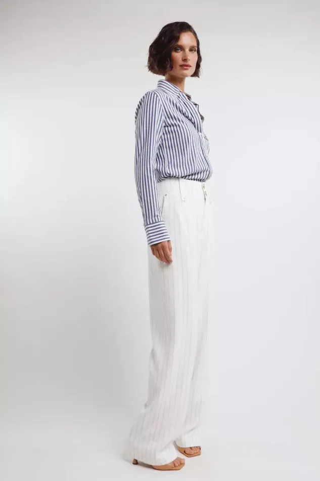 Women In Stock Tailoring Holland Cooper High Waisted Straight Trouser Oyster Linen Pinstripe Women In Stock Tailoring Holland Cooper High Waisted Straight Trouser Oyster Linen Pinstripe