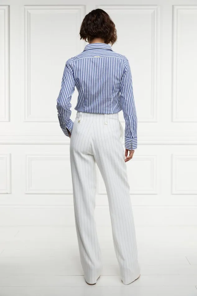 Women In Stock Tailoring Holland Cooper High Waisted Straight Trouser Oyster Linen Pinstripe Women In Stock Tailoring Holland Cooper High Waisted Straight Trouser Oyster Linen Pinstripe