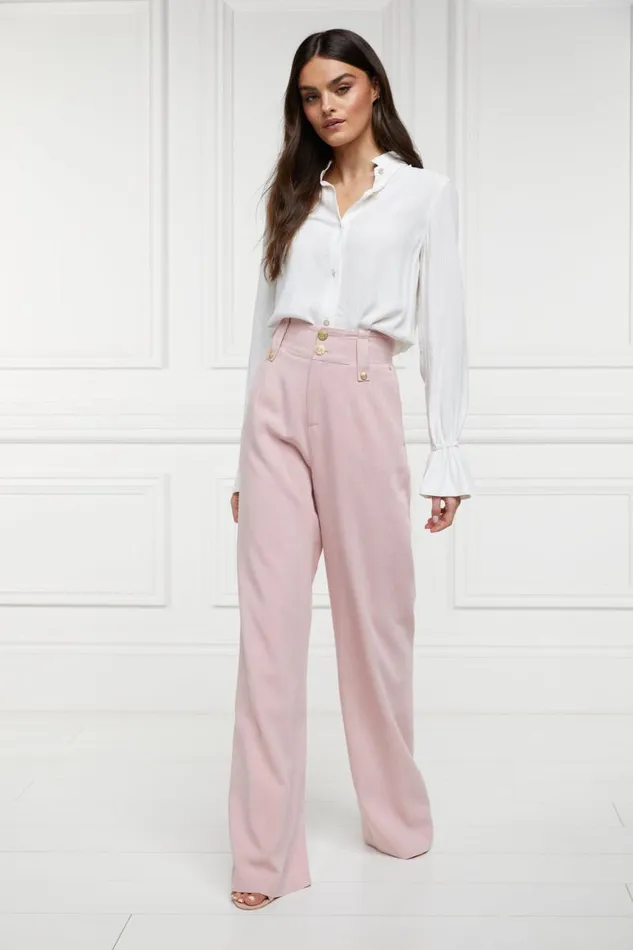 Women In Stock Tailoring Holland Cooper High Waisted Straight Trouser Pink Linen Women In Stock Tailoring Holland Cooper High Waisted Straight Trouser Pink Linen