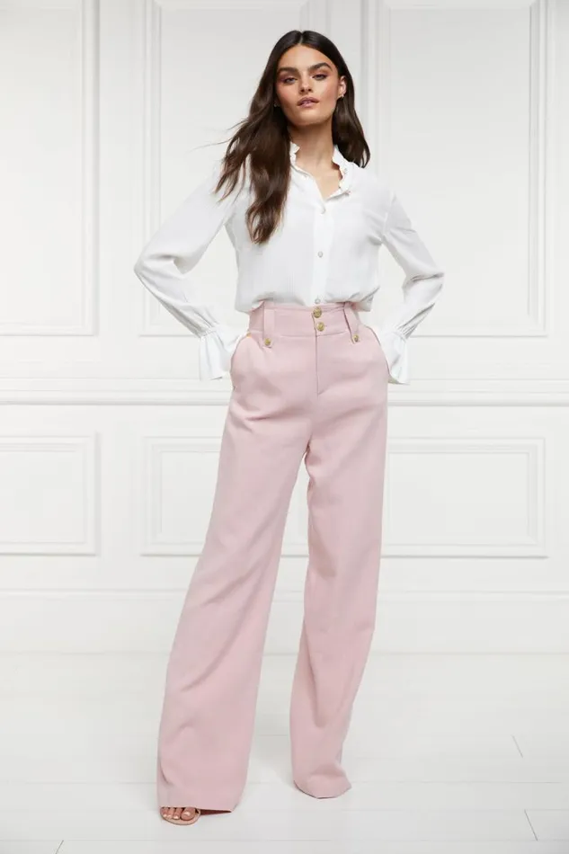 Women In Stock Tailoring Holland Cooper High Waisted Straight Trouser Pink Linen Women In Stock Tailoring Holland Cooper High Waisted Straight Trouser Pink Linen