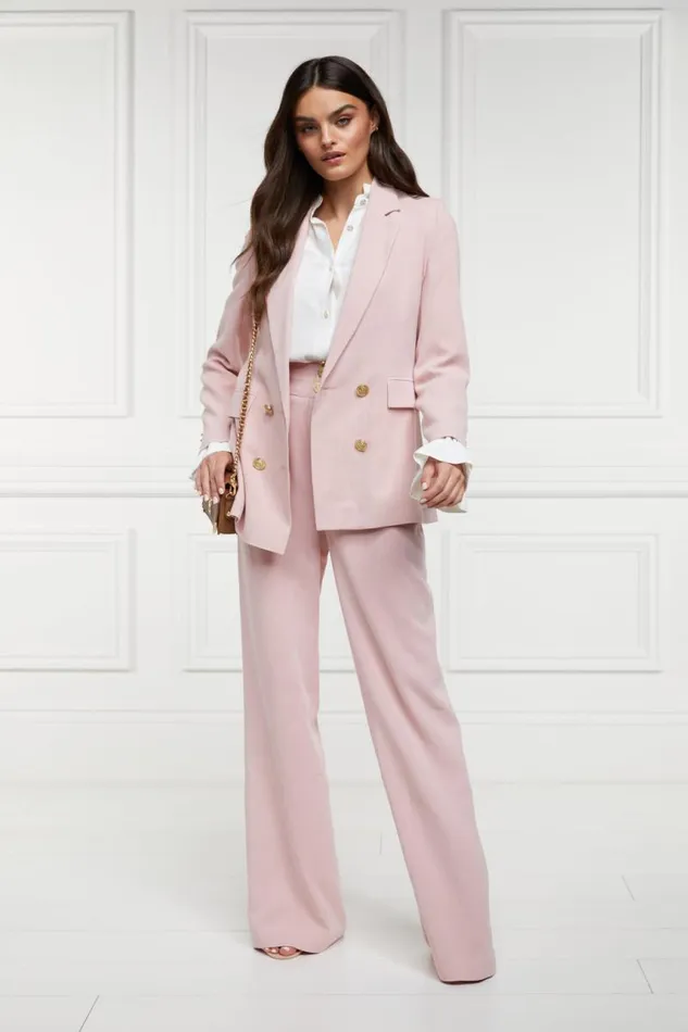 Women In Stock Tailoring Holland Cooper High Waisted Straight Trouser Pink Linen Women In Stock Tailoring Holland Cooper High Waisted Straight Trouser Pink Linen
