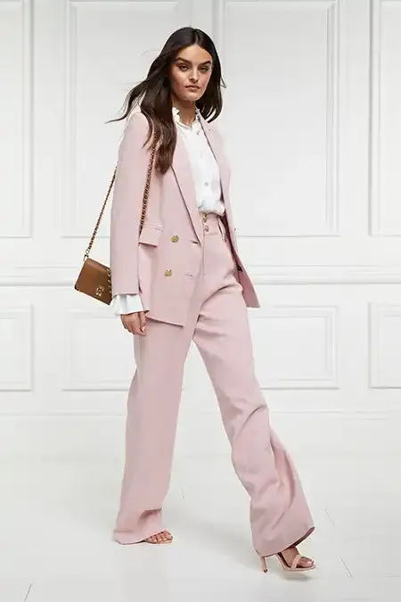 Women In Stock Tailoring Holland Cooper High Waisted Straight Trouser Pink Linen Women In Stock Tailoring Holland Cooper High Waisted Straight Trouser Pink Linen
