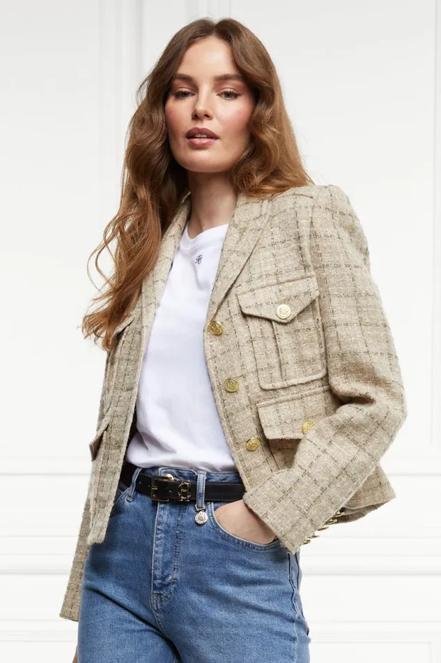 Women In Stock Tailoring Holland Cooper Richmond Jacket Camel Sparkle Tweed