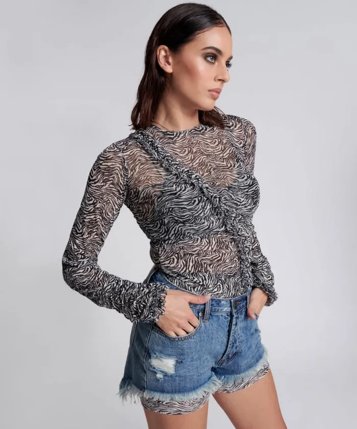 Women INTERFERENCE RUFFLE PARTY LONGSLEEVE TOP One Teaspoon Tops Women INTERFERENCE RUFFLE PARTY LONGSLEEVE TOP One Teaspoon Tops