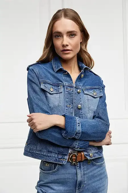 Women Jackets Holland Cooper Iconic Denim Jacket Classic Indigo Women Jackets Holland Cooper Iconic Denim Jacket Classic Indigo