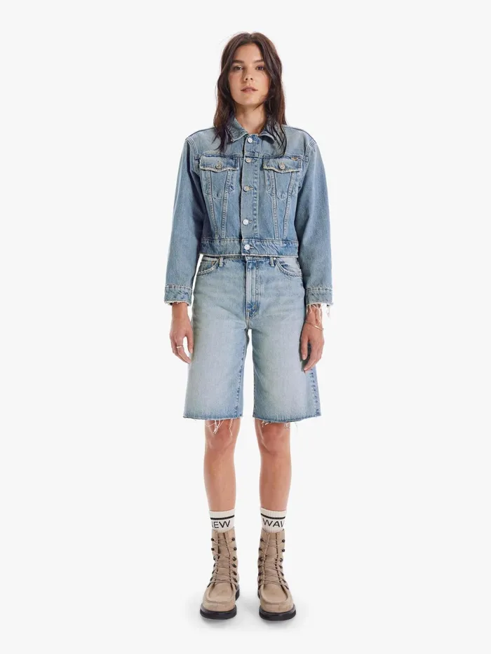 Women Jackets Mother Denim The Big Shorty Light Blue