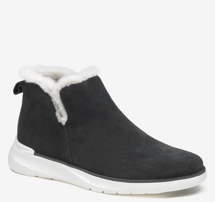 Women Johnston and Murphy Boots and Booties Emery Shearling Bootie Black Waterproof Suede Women Johnston and Murphy Boots and Booties Emery Shearling Bootie Black Waterproof Suede