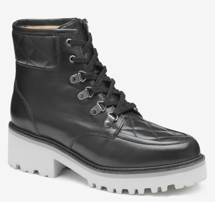 Women Johnston and Murphy Boots and Booties Emmalynn Quilted Hiker Boot Black Glove Leather Women Johnston and Murphy Boots and Booties Emmalynn Quilted Hiker Boot Black Glove Leather