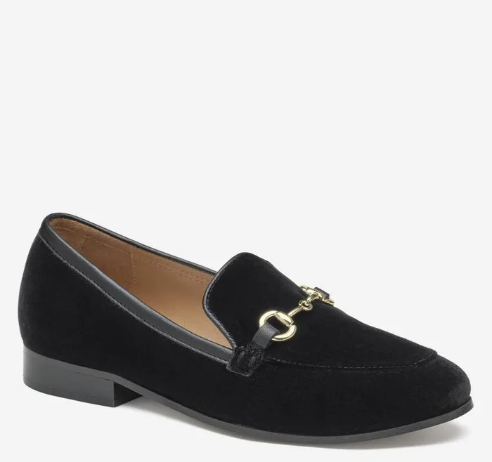 Women Johnston and Murphy Mules and Loafers Ali Bit Loafer Black Velvet