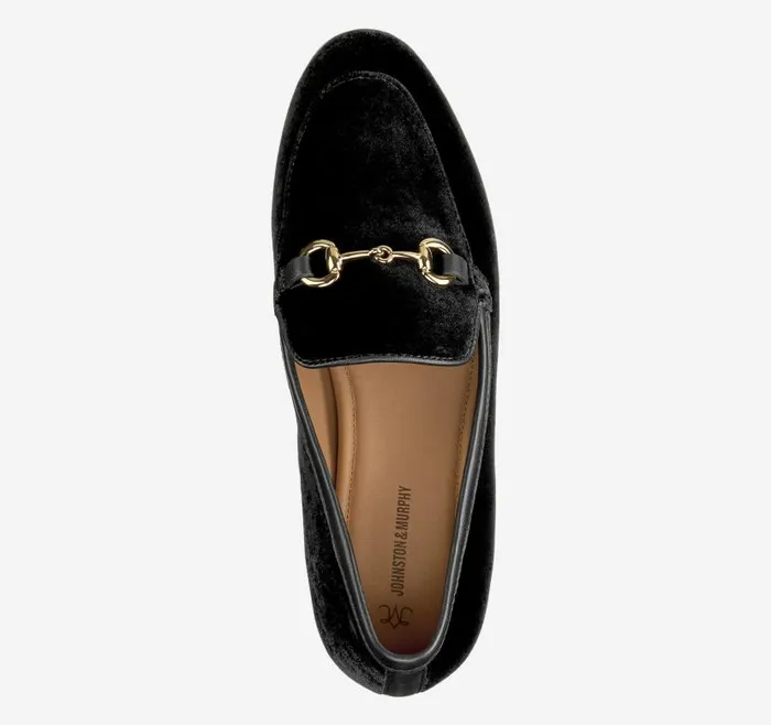 Women Johnston and Murphy Mules and Loafers Ali Bit Loafer Black Velvet Women Johnston and Murphy Mules and Loafers Ali Bit Loafer Black Velvet