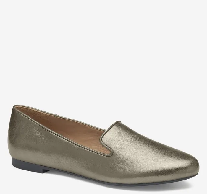 Women Johnston and Murphy Mules and Loafers Delanie Loafer Pewter Metallic Sheepskin Women Johnston and Murphy Mules and Loafers Delanie Loafer Pewter Metallic Sheepskin