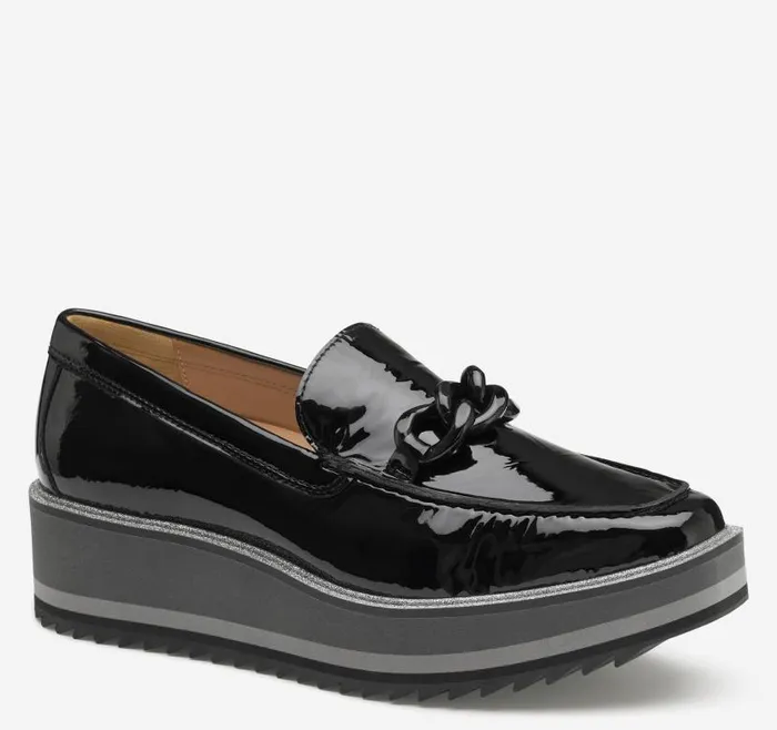 Women Johnston and Murphy Mules and Loafers Gracelyn Chain Loafer Black Patent Leather Women Johnston and Murphy Mules and Loafers Gracelyn Chain Loafer Black Patent Leather