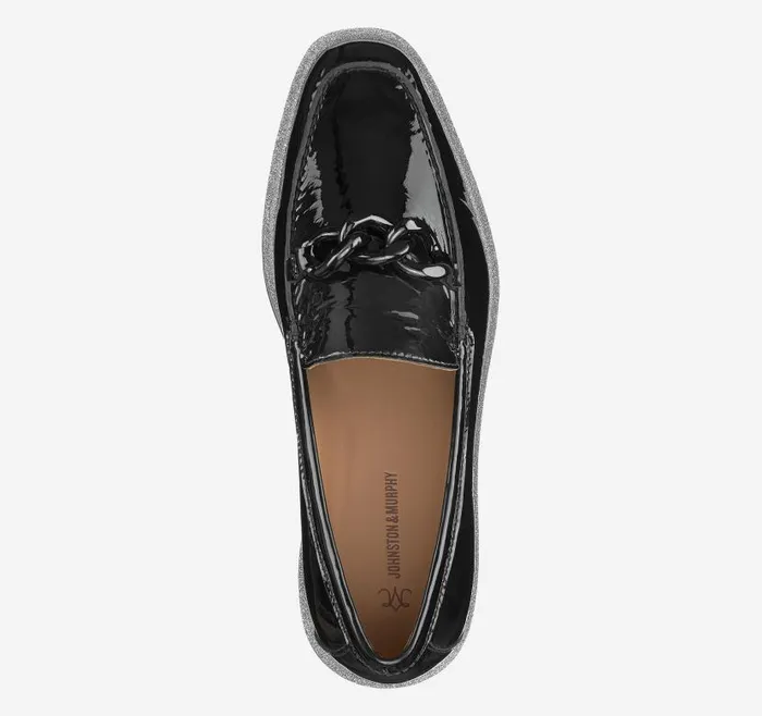 Women Johnston and Murphy Mules and Loafers Gracelyn Chain Loafer Black Patent Leather Women Johnston and Murphy Mules and Loafers Gracelyn Chain Loafer Black Patent Leather