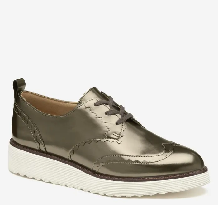 Women Johnston and Murphy Mules and Loafers Mitzi Scalloped Wingtip Bronze Metallic Italian Sheepskin Women Johnston and Murphy Mules and Loafers Mitzi Scalloped Wingtip Bronze Metallic Italian Sheepskin
