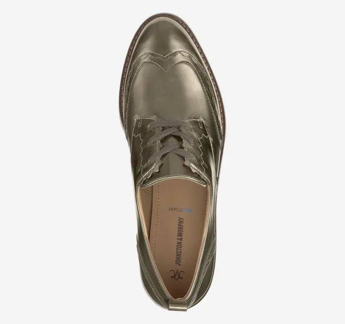 Women Johnston and Murphy Mules and Loafers Mitzi Scalloped Wingtip Bronze Metallic Italian Sheepskin Women Johnston and Murphy Mules and Loafers Mitzi Scalloped Wingtip Bronze Metallic Italian Sheepskin