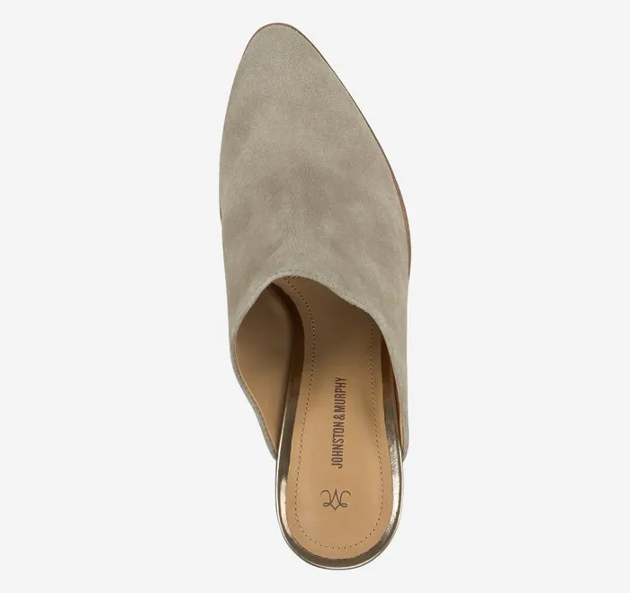 Women Johnston and Murphy Mules and Loafers Trista Mule Taupe Italian Suede Women Johnston and Murphy Mules and Loafers Trista Mule Taupe Italian Suede