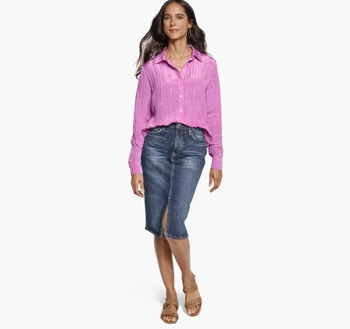 Women Johnston and Murphy Shirts Sweaters and Blazers Crinkle ButtonFront Shirt Light Pink Women Johnston and Murphy Shirts Sweaters and Blazers Crinkle ButtonFront Shirt Light Pink