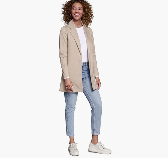 Women Johnston and Murphy Shirts Sweaters and Blazers Herringbone Knit Blazer Oatmeal Women Johnston and Murphy Shirts Sweaters and Blazers Herringbone Knit Blazer Oatmeal