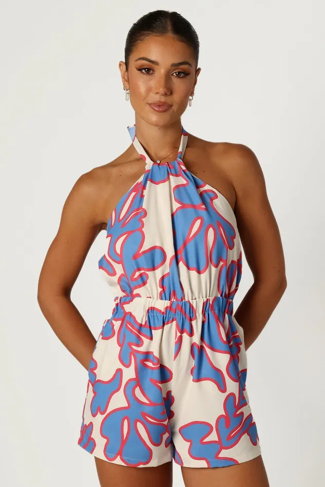 Women Jumpsuits and Rompers Petal and Pup Noa Halter Romper Flori Print