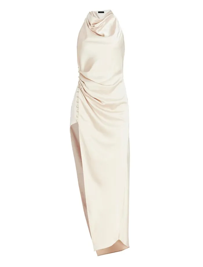Women Keziah Draped Halter Gown Champagne BCBG Dresses Women Keziah Draped Halter Gown Champagne BCBG Dresses