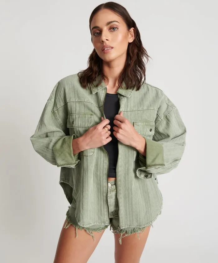 Women KHAKI LOGO JACQUARD DARIA SHACKET One Teaspoon Shirts