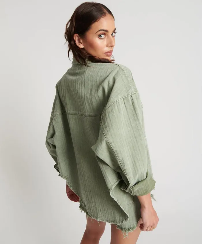 Women KHAKI LOGO JACQUARD DARIA SHACKET One Teaspoon Shirts Women KHAKI LOGO JACQUARD DARIA SHACKET One Teaspoon Shirts