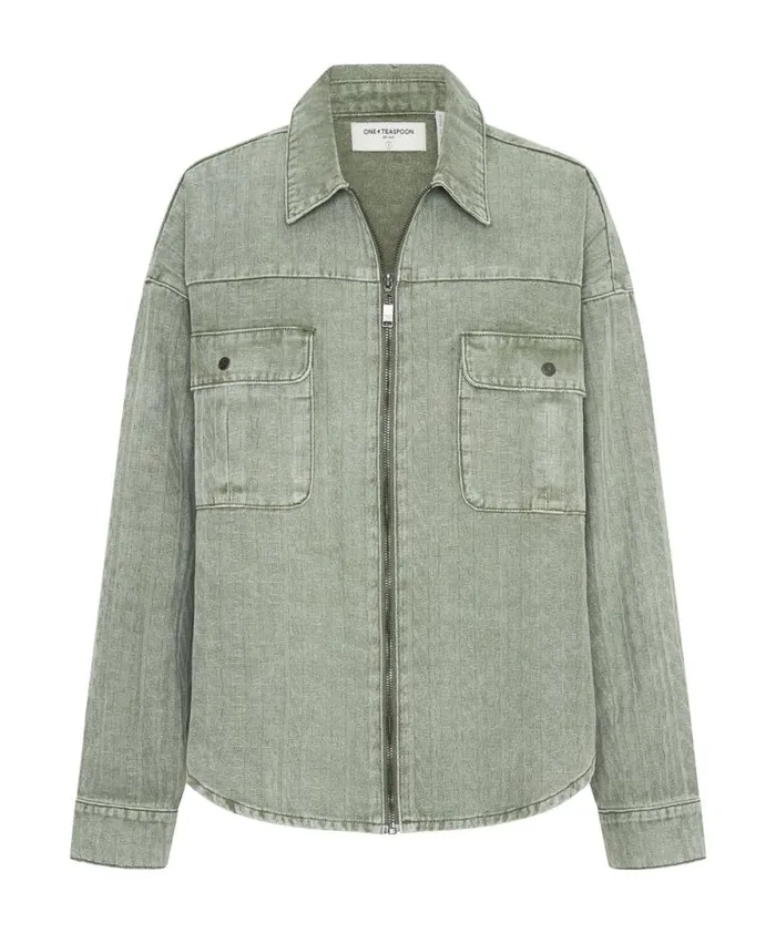 Women KHAKI LOGO JACQUARD DARIA SHACKET One Teaspoon Shirts Women KHAKI LOGO JACQUARD DARIA SHACKET One Teaspoon Shirts
