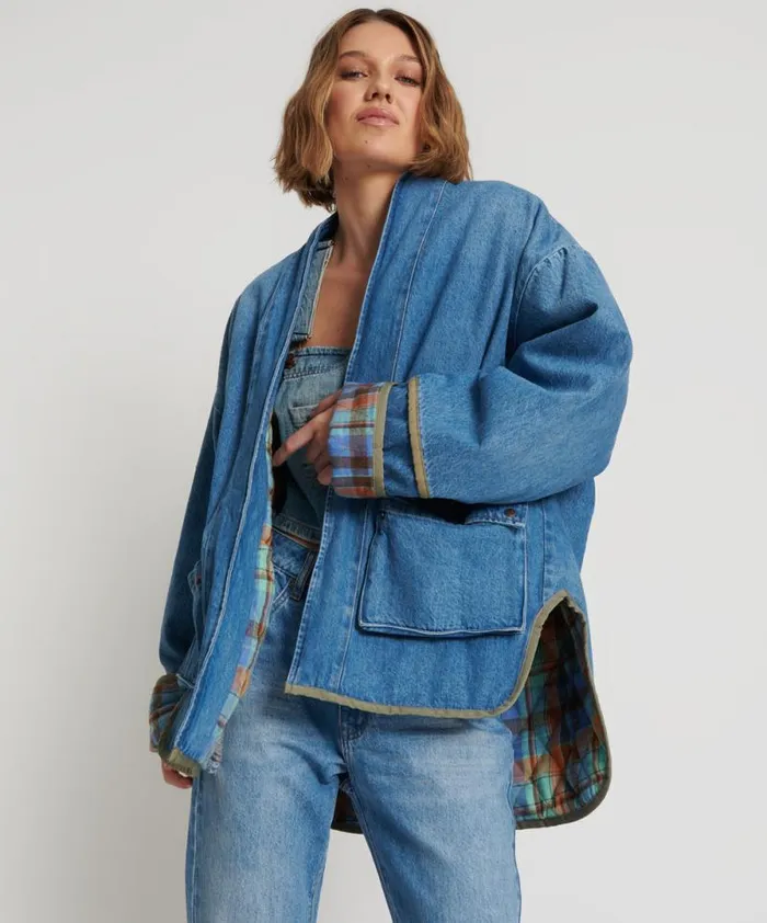 Women KIMONO DENIM QUILTED JACKET One Teaspoon Jackets