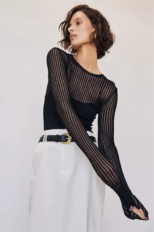 Women Knitted DISSH JOVIE BLACK LONG SLEEVE TOP