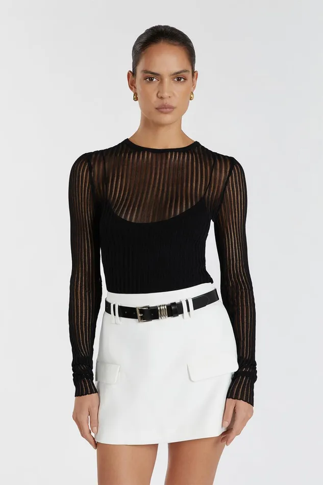 Women Knitted DISSH JOVIE BLACK LONG SLEEVE TOP