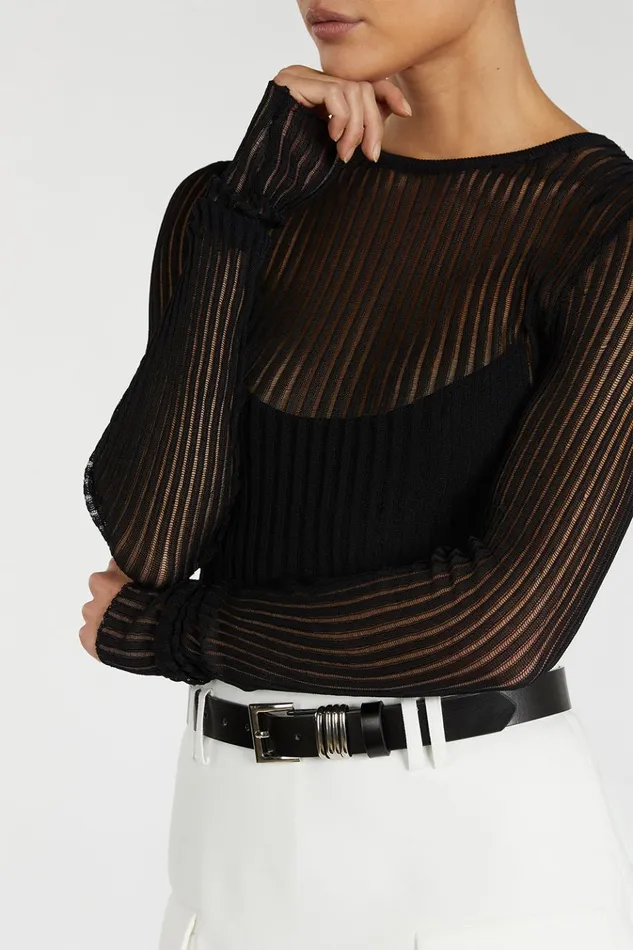 Women Knitted DISSH JOVIE BLACK LONG SLEEVE TOP