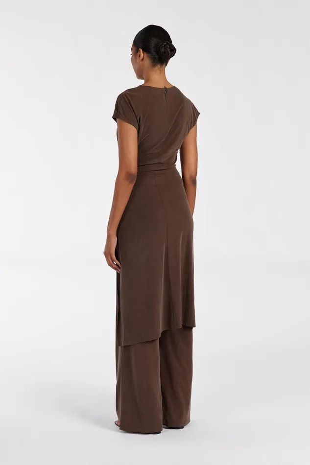 Women Knitted DISSH RIO BITTER CHOC DRAPED TUNIC TOP