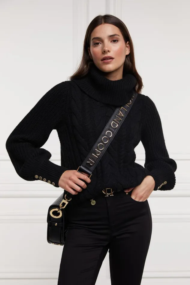 Women Knitwear Holland Cooper Corded Roll Neck Knit Black Women Knitwear Holland Cooper Corded Roll Neck Knit Black