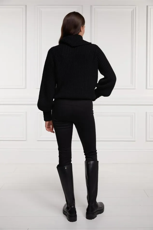 Women Knitwear Holland Cooper Corded Roll Neck Knit Black Women Knitwear Holland Cooper Corded Roll Neck Knit Black